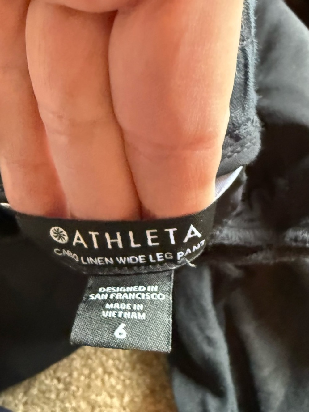 Athleta Drawstring 100 Linen Wide Leg Pants - Black sz 6 - Picture 3 of 6
